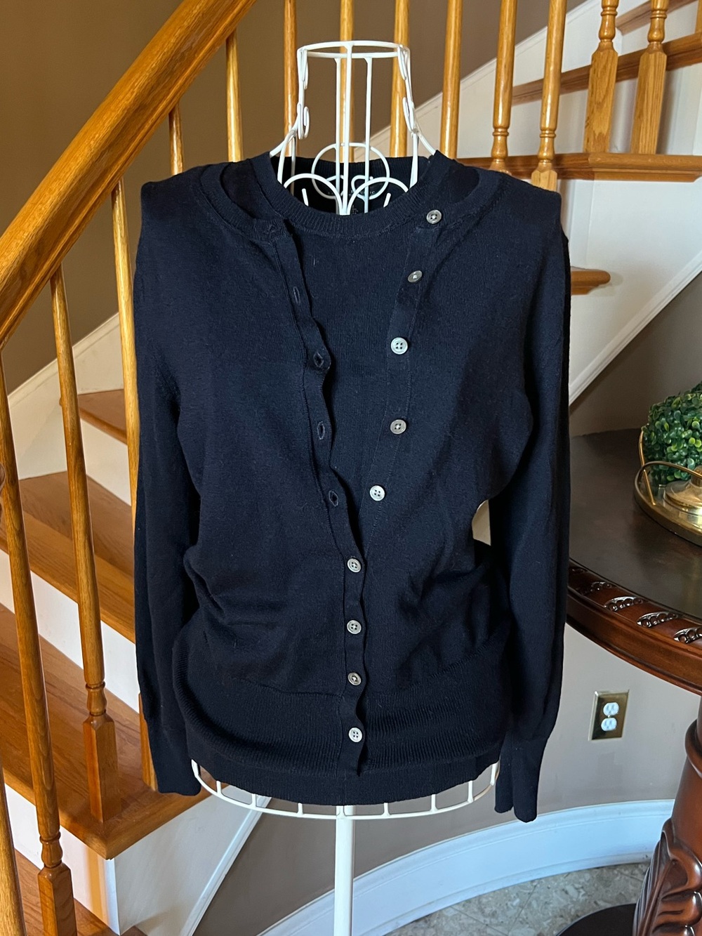 Banana Republic Navy Extra Fine Italian Merino Wool Vest Cardigan Set Academia M